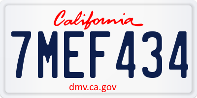 CA license plate 7MEF434