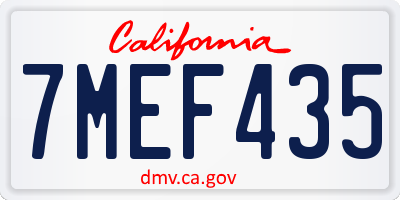 CA license plate 7MEF435