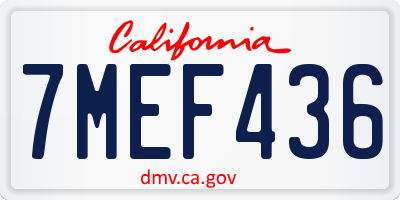 CA license plate 7MEF436