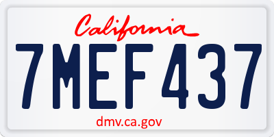 CA license plate 7MEF437