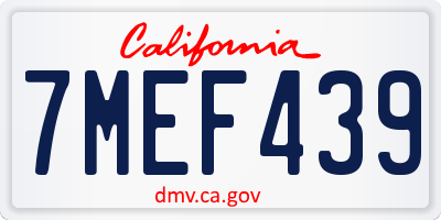CA license plate 7MEF439
