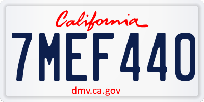 CA license plate 7MEF440