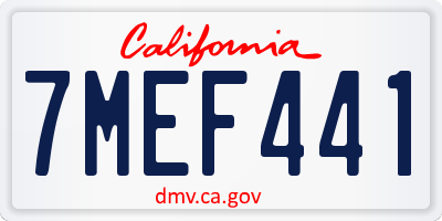 CA license plate 7MEF441