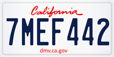 CA license plate 7MEF442