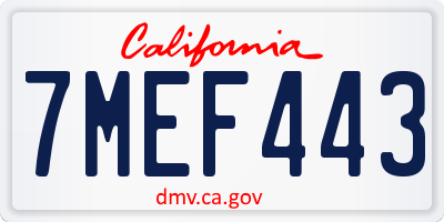 CA license plate 7MEF443