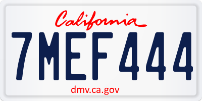 CA license plate 7MEF444