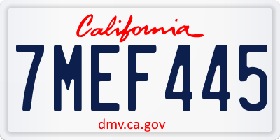 CA license plate 7MEF445