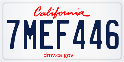 CA license plate 7MEF446