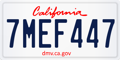 CA license plate 7MEF447