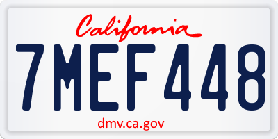 CA license plate 7MEF448
