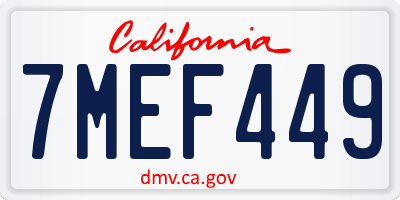 CA license plate 7MEF449