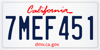 CA license plate 7MEF451