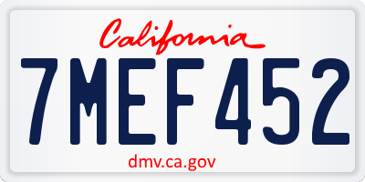 CA license plate 7MEF452