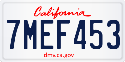 CA license plate 7MEF453