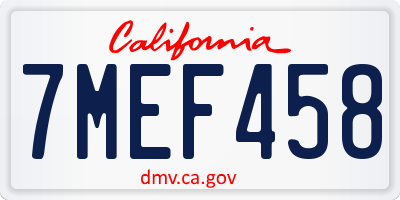 CA license plate 7MEF458