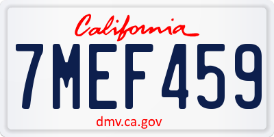 CA license plate 7MEF459