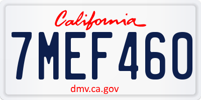 CA license plate 7MEF460