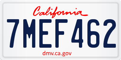 CA license plate 7MEF462