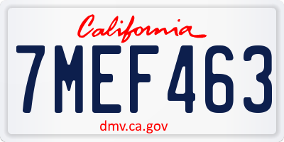 CA license plate 7MEF463