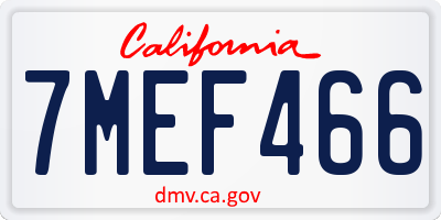 CA license plate 7MEF466