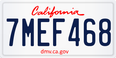 CA license plate 7MEF468