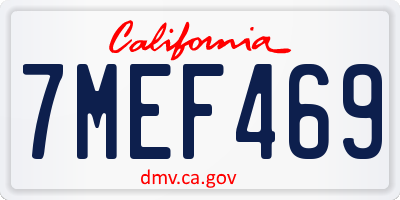 CA license plate 7MEF469