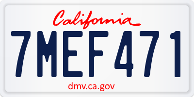CA license plate 7MEF471