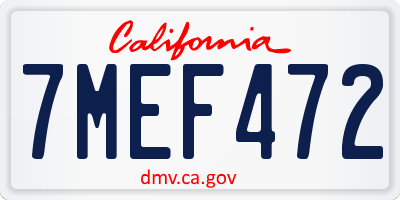 CA license plate 7MEF472