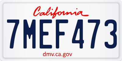 CA license plate 7MEF473