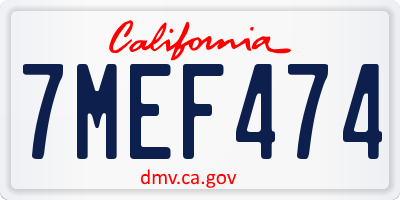 CA license plate 7MEF474