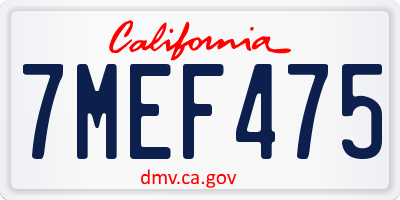 CA license plate 7MEF475
