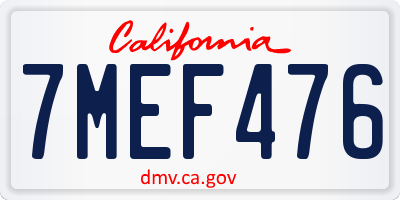 CA license plate 7MEF476