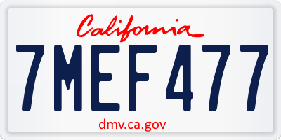 CA license plate 7MEF477