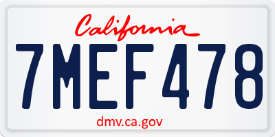 CA license plate 7MEF478