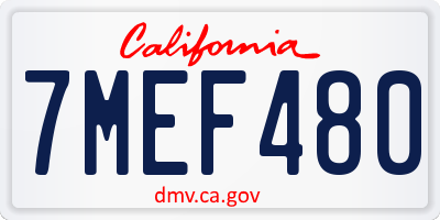 CA license plate 7MEF480