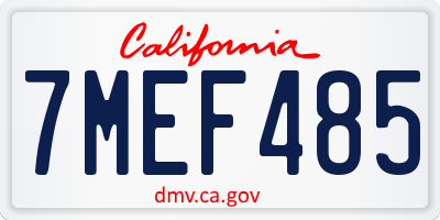 CA license plate 7MEF485