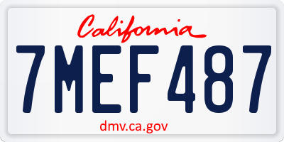 CA license plate 7MEF487