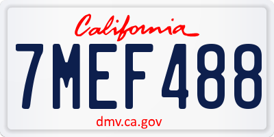 CA license plate 7MEF488