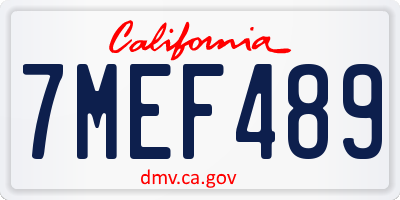 CA license plate 7MEF489