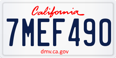 CA license plate 7MEF490