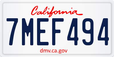 CA license plate 7MEF494