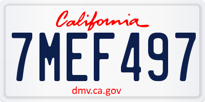CA license plate 7MEF497