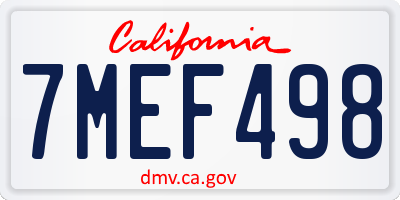 CA license plate 7MEF498