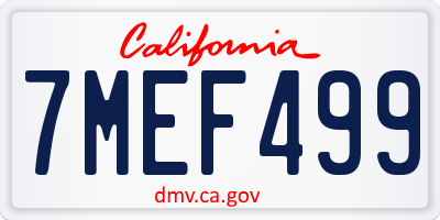 CA license plate 7MEF499