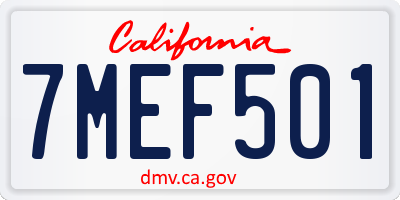 CA license plate 7MEF501