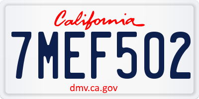 CA license plate 7MEF502