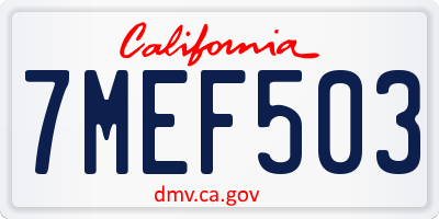 CA license plate 7MEF503