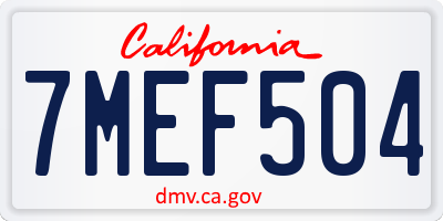 CA license plate 7MEF504