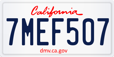 CA license plate 7MEF507
