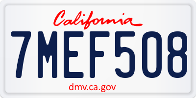 CA license plate 7MEF508